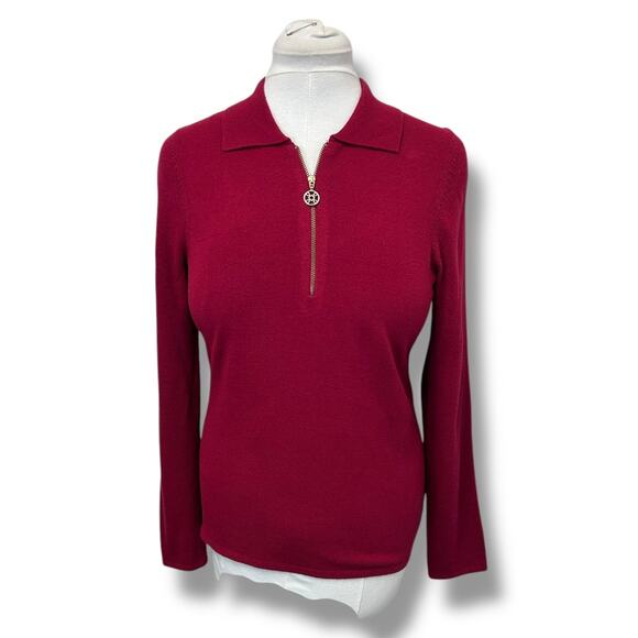 Designers Originals Vintage Luxe 360 Women’s Quarter Zip Pullover Sweater Red M - Picture 1 of 9